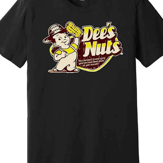 Funny Retro Dees Nuts Logo High Quality T-shirt Fun Men's Short Sleeve Pattern T-shirt Series Black - Funny Ask Tees