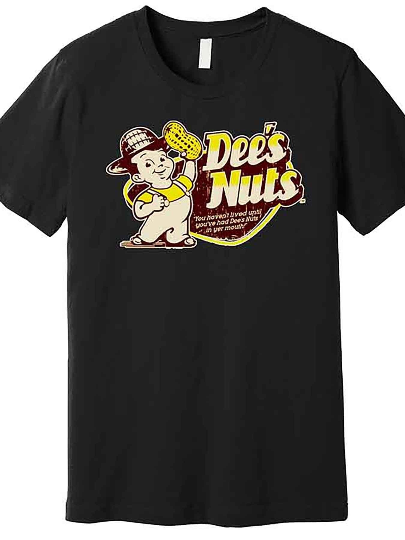 Funny Retro Dees Nuts Logo High Quality T-shirt Fun Men's Short Sleeve Pattern T-shirt Series Black - Funny Ask Tees